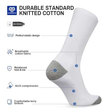 CLOSEMATE Mens Crew Socks Cotton Cushioned Moisture Wicking Sport Socks Breathable Training Athletic...