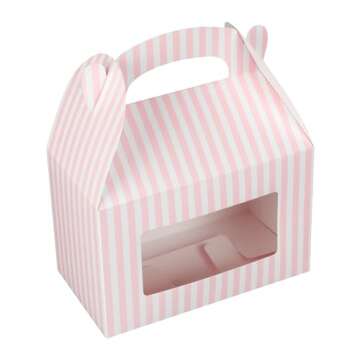 Bio Tek 8.5 x 4.8 x 5.5 Inch Gable Boxes For Party Favors, 25 Attractive Gift Boxes - Striped Design...