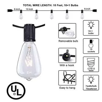 10ft Couah Outdoor String Lights with Edison Bulbs