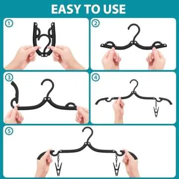 30 Pcs Travel Hangers with Clips Portable Foldable Travel Hanger Organizer, Travel Accessories Essentials Clothes Drying Rack Folding Hangers for Travel Camping Flying Cruises Suitcase, Pitch Black