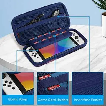 Fintie Carrying Case for Nintendo Switch OLED Model 2021/Switch 2017, [Shockproof] Hard Shell Protective Cover Travel Bag with 10 Game Card Slots & Inner Pocket, Galaxy
