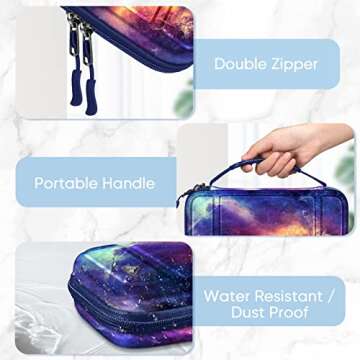 Fintie Carrying Case for Nintendo Switch OLED Model 2021/Switch 2017, [Shockproof] Hard Shell Protective Cover Travel Bag with 10 Game Card Slots & Inner Pocket, Galaxy