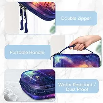 Fintie Carrying Case for Nintendo Switch OLED Model 2021/Switch 2017, [Shockproof] Hard Shell Protective Cover Travel Bag with 10 Game Card Slots & Inner Pocket, Galaxy