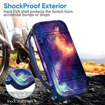 Fintie Carrying Case for Nintendo Switch OLED Model 2021/Switch 2017, [Shockproof] Hard Shell Protective Cover Travel Bag with 10 Game Card Slots & Inner Pocket, Galaxy