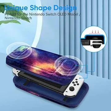 Fintie Carrying Case for Nintendo Switch OLED Model 2021/Switch 2017, [Shockproof] Hard Shell Protective Cover Travel Bag with 10 Game Card Slots & Inner Pocket, Galaxy