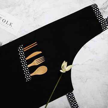 HXOR Adjustable Cotton Aprons with Long Ties and Pockets