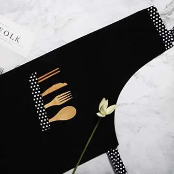 HXOR Adjustable Cotton Aprons with Long Ties and Pockets