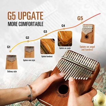 MIFOGE Kalimba 17 Keys Mahogany Thumb Piano for All Ages