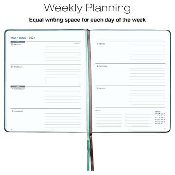 Global Printed Products 2022 Planner: Extra Thick Paper 8"x10" Resolute Planner with, 14 Months (November 2021 Through December 2022) Weekly Calendar/Weekly Planner Organizer with 5"x8" Journal (Teal)