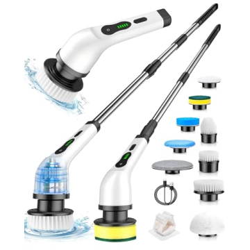 Electric Spin Scrubber LX A-J1 - Cordless Cleaning Brush with 9 Brush Heads for Effortless Home Clea...