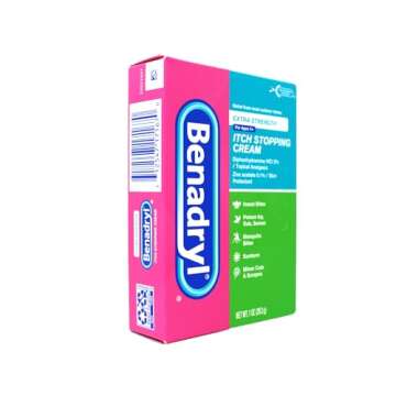 Benadryl Original Strength Anti-Itch Cream, Bug Bite Itch Relief, Diphenhydramine HCl Topical Analgesic & Zinc Acetate Skin Protectant, Great for Camping Essentials, 1 oz, 2 Pack