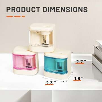 YPLUS Electric Pencil Sharpener for Kids, Super Portable Small Colored Pen Sharpeners, Automatic Mini Sharpener for Classroom, Stocking Stuffers for Kids Toddler - Pink