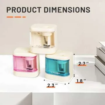 YPLUS Electric Pencil Sharpener for Kids, Super Portable Small Colored Pen Sharpeners, Automatic Mini Sharpener for Classroom, Stocking Stuffers for Kids Toddler - Pink