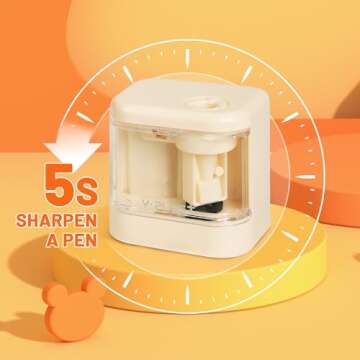 YPLUS Electric Pencil Sharpener for Kids, Super Portable Small Colored Pen Sharpeners, Automatic Mini Sharpener for Classroom, Stocking Stuffers for Kids Toddler - Pink