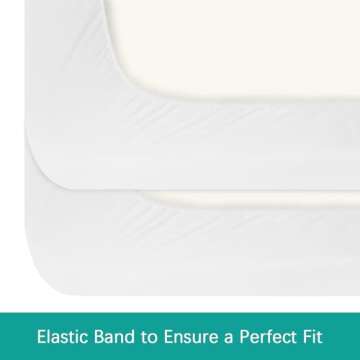 Crib Sheets Waterproof 2 Pack, Crib Mattress Protector, Toddler Fitted Crib Sheet Neutral, Ultra Soft & Breathable Toddler Bed Sheets for Boys and Girls, White