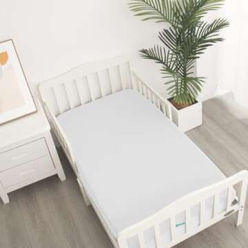 Crib Sheets Waterproof 2 Pack, Crib Mattress Protector, Toddler Fitted Crib Sheet Neutral, Ultra Soft & Breathable Toddler Bed Sheets for Boys and Girls, White