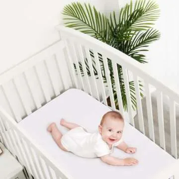 Crib Sheets Waterproof 2 Pack, Crib Mattress Protector, Toddler Fitted Crib Sheet Neutral, Ultra Soft & Breathable Toddler Bed Sheets for Boys and Girls, White