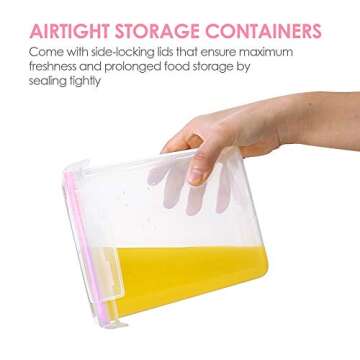 Vtopmart Airtight Food Storage Containers 12 Pieces 1.5qt / 1.6L- Plastic BPA Free Kitchen Pantry Storage Containers for Sugar, Flour and Baking Supplies - Dishwasher Safe - Include 24 Labels, Pink