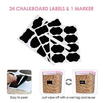 Vtopmart Airtight Food Storage Containers 12 Pieces 1.5qt / 1.6L- Plastic BPA Free Kitchen Pantry Storage Containers for Sugar, Flour and Baking Supplies - Dishwasher Safe - Include 24 Labels, Pink