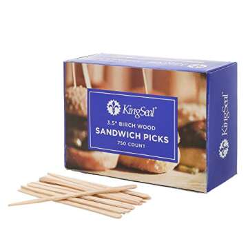9000 Count | KingSeal Natural Birch Wood Sandwich Picks, Appetizer Picks, Waxing Sticks, 3.5 Inch Le...