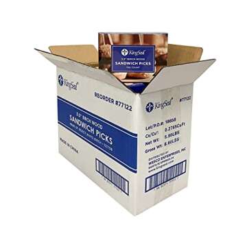 9000 Count | KingSeal Natural Birch Wood Sandwich Picks, Appetizer Picks, Waxing Sticks, 3.5 Inch Length, Plain, Eco-Friendly, Commercial Bulk Pack - 12 Boxes x 750