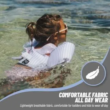 Shaka Kids Puddle Jumper Swim Vest for 20-50lbs Unixsex, Toddler Floaties, Water Wings, Children Pool Floaties, Cute Pattern, Simple Pattern, 2-3-4-5-6-7-8 Years Old (Blue Stripes)