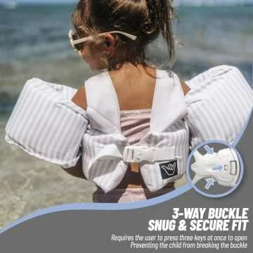 Shaka Kids Puddle Jumper Swim Vest for 20-50lbs Unixsex, Toddler Floaties, Water Wings, Children Pool Floaties, Cute Pattern, Simple Pattern, 2-3-4-5-6-7-8 Years Old (Blue Stripes)