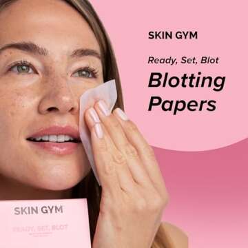 Skin Gym Blotting Papers, Oil Absorbing Facial Sheets, Makeup Friendly Paper Wipes For Oily Skin Shi...
