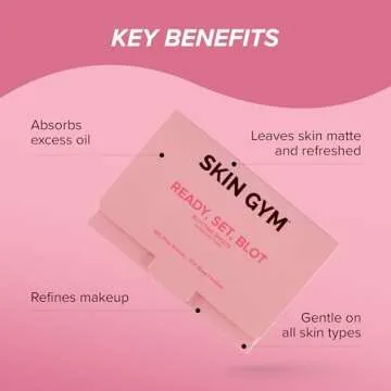 Skin Gym Blotting Papers, Oil Absorbing Facial Sheets, Makeup Friendly Paper Wipes For Oily Skin Shine, Oil Control For All Skin Types, 100 Count Pack of 1