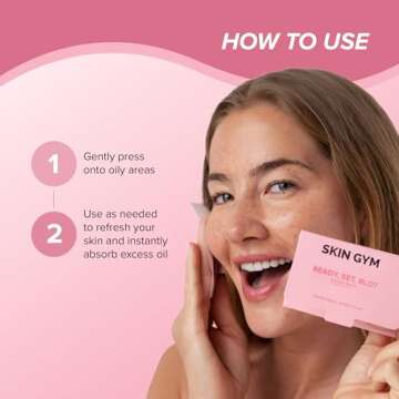 Skin Gym Blotting Papers, Oil Absorbing Facial Sheets, Makeup Friendly Paper Wipes For Oily Skin Shine, Oil Control For All Skin Types, 100 Count Pack of 1