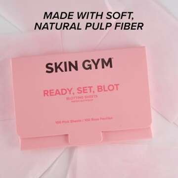 Skin Gym Blotting Papers, Oil Absorbing Facial Sheets, Makeup Friendly Paper Wipes For Oily Skin Shine, Oil Control For All Skin Types, 100 Count Pack of 1