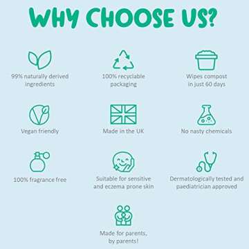 Kinder by Nature Baby Wipes - 100% Biodegradable & Plant Based