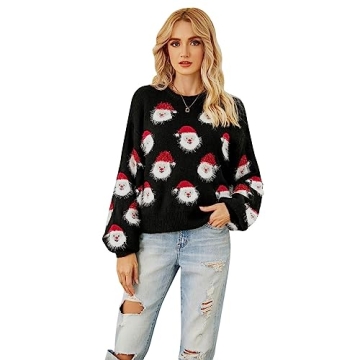 CHICWISH Fuzzy Santa Claus Christmas Sweater for Women