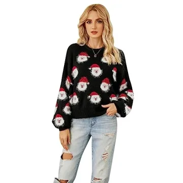 CHICWISH Fuzzy Santa Claus Christmas Sweater for Women