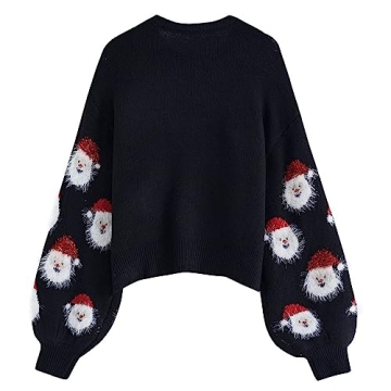 CHICWISH Fuzzy Santa Claus Christmas Sweater for Women