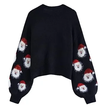 CHICWISH Fuzzy Santa Claus Christmas Sweater for Women