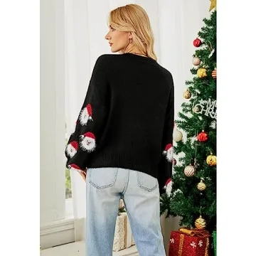 CHICWISH Fuzzy Santa Claus Christmas Sweater for Women