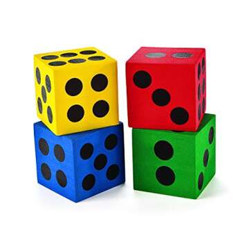 Fun Express Foam Jumbo Playing Dice Assorted Primary Colors, Outdoor/Indoor Games, Classroom Supplie...