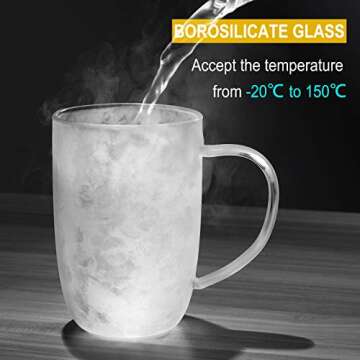 Enindel 3020.04 Glass Tea Mug with Infuser and Lid, Tea Cup, Clear, 18 OZ, GM004