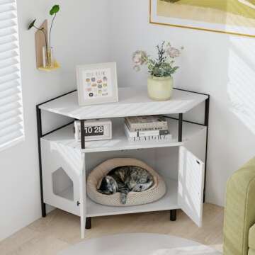 Giantex Corner Cat Litter Box Enclosure: Stylish Functional Cat Washroom
