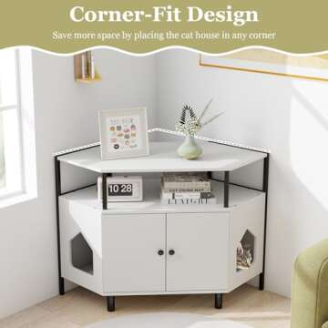 Giantex Corner Cat Litter Box Enclosure - Dual Entry Styles