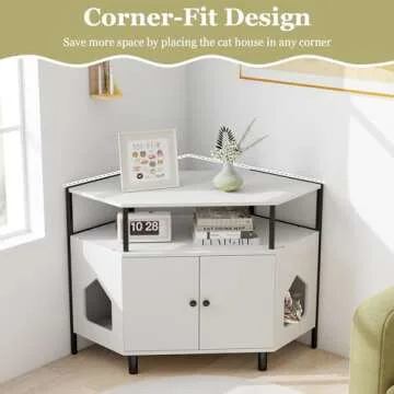 Giantex Corner Cat Litter Box Enclosure - Dual Entry Styles