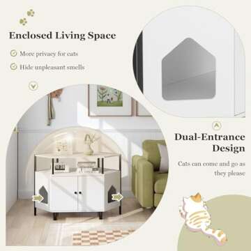 Giantex Corner Cat Litter Box Enclosure - Dual Entry Styles