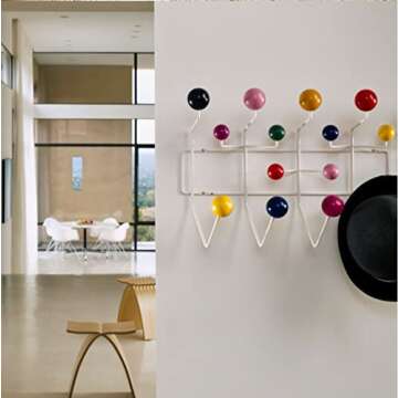SHISEDECO Classic Hang it All Coat Rack, Mid Century Modern Wall Mounted Hooks with Painted Solid Wo...