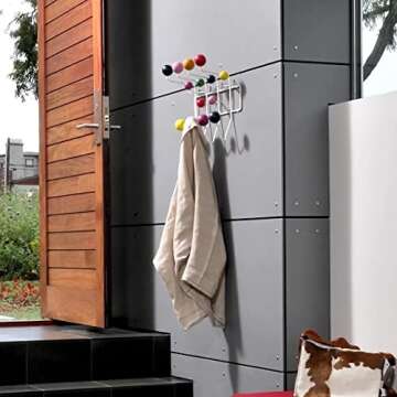 SHISEDECO Classic Hang it All Coat Rack, Mid Century Modern Wall Mounted Hooks with Painted Solid Wooden Balls, Decorative Creative Fashion Wood Hanger for Home, Bedroom (Multicolor)