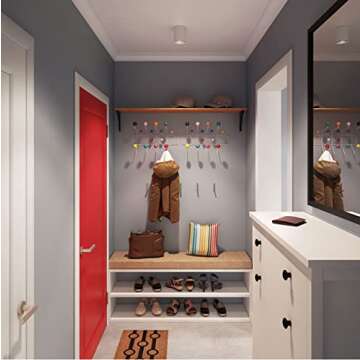 SHISEDECO Classic Hang it All Coat Rack, Mid Century Modern Wall Mounted Hooks with Painted Solid Wooden Balls, Decorative Creative Fashion Wood Hanger for Home, Bedroom (Multicolor)