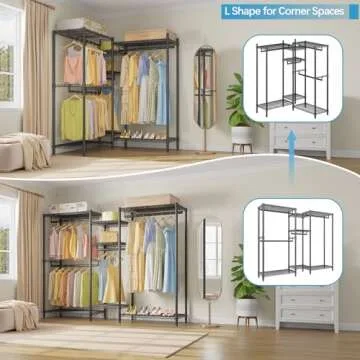 VIPEK V6 Wire Garment Rack Heavy Duty Clothes Rack with Shelves, Freestanding Portable Wardrobe Closet Rack for Hanging Clothes Closet System 73.6" L x 17.3" W x 76.4" H, Max Load 850LBS, Black