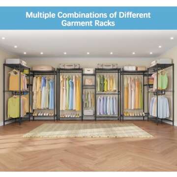 VIPEK V6 Wire Garment Rack Heavy Duty Clothes Rack with Shelves, Freestanding Portable Wardrobe Closet Rack for Hanging Clothes Closet System 73.6" L x 17.3" W x 76.4" H, Max Load 850LBS, Black