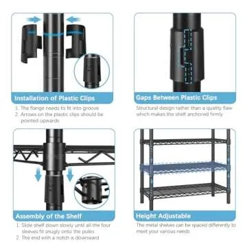 VIPEK V6 Wire Garment Rack Heavy Duty Clothes Rack with Shelves, Freestanding Portable Wardrobe Closet Rack for Hanging Clothes Closet System 73.6" L x 17.3" W x 76.4" H, Max Load 850LBS, Black