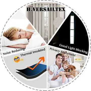 H.VERSAILTEX Linen Blackout Curtain 108 Inches Long for Bedroom/Living Room Thermal Insulated Grommet Linen Look Curtain Drapes Primitive Textured Burlap Effect Window Drapes 1 Panel - Heather Ivory